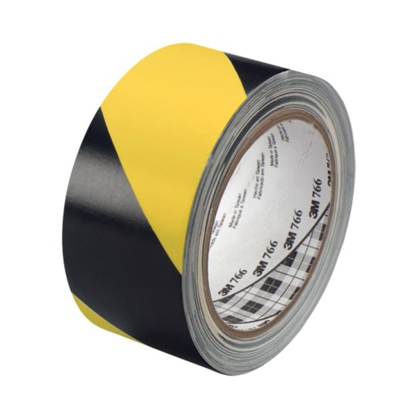 Striped Vinyl Tape, 5.0 Mil, 2"x36 yds., Blk/Yel, PK24